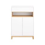 Armoire multifonctionnel 1 compartiment et 2 portes effet bois blanc