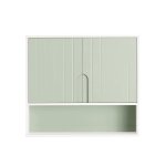 Armoire murale avec 2 portes effet bois vert et blanc Armoire murale avec 2 portes effet bois vert et blanc