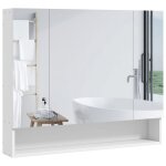 Armoire murale salle de bain avec miroir 3 portes miroir mdf blanc