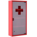 Armoire à pharmacie 3 étagères porte verre trempé dépoli logo croix Armoire à pharmacie 3 étagères porte verre trempé dépoli logo croix