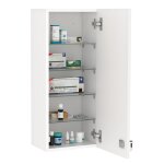 Armoire  pharmacie murale 5 tagres bois et verre blanc
