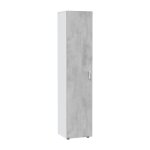 Armoire polyvalente 1 porte effet bois ciment, blanc 41x37 cm