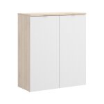 Armoire polyvalente  2 portes effet bois beige, blanc 79x40 cm