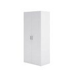 Armoire polyvalente  2 portes effet bois blanc 180x50 cm