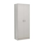 Armoire polyvalente  2 portes effet bois blanc 73x37h180 cm