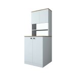Armoire polyvalente effet bois blanc et beige 70x73h184 cm