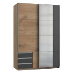 Armoire avec porte coulissante 1 miroir - l135 cm - gris anthracite