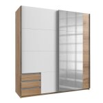Armoire avec porte coulissante 1 miroir - l179 cm - blanc