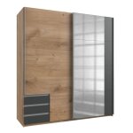 Armoire avec porte coulissante 1 miroir - l179 cm - gris anthracite