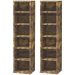 Armoire de rangement cd - dvd 6 6 compartiments brun rustique