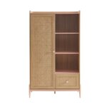 Armoire rose et cannage rotin 1 porte et 1 tiroir