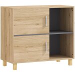 Armoire salle de bain compartiments ouverts placard en bois naturel