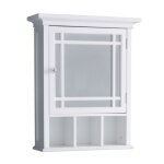 Armoire de salle de bain en effet bois blanc avec étagères ouvertes Armoire de salle de bain en effet bois blanc avec étagères ouvertes
