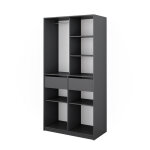 Armoire  vtements avec 2 tiroirs, anthracite 100 x 200cm