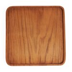 Assiette carr�e en bois de teck naturel 20x20 cm