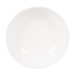 Assiette creuse bord perles en faence blanche