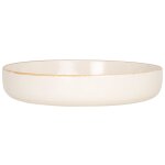 Assiette creuse en cramique blanche et liser marron