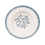 Assiette creuse en c�ramique blanche motif floral bleu