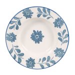 Assiette creuse en céramique blanche motif floral bleu Assiette creuse en céramique blanche motif floral bleu
