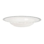 Assiette creuse en cramique blanche motif floral vert