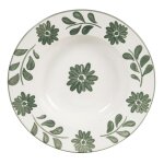 Assiette creuse en céramique blanche motif floral vert Assiette creuse en céramique blanche motif floral vert