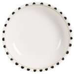 Assiette creuse en cramique blanche motif marron et noir