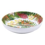Assiette creuse en mlamine dcor par des fleurs exotiques