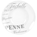 Assiette creuse en porcelaine blanche imprim gris