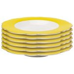 Assiette creuse en porcelaine blanche et jaune d23 - lot de 6