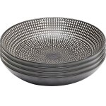 Assiette creuse en porcelaine noire et blanche d20 - lot de 4