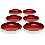 Assiette creuse en porcelaine rouge et blanche d21 - lot de 6