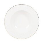 Assiette creuse torsade en cramique blanche et liser dor