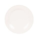 Assiette  dessert bord perles en faence blanche