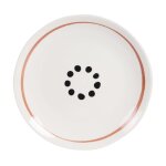 Assiette  dessert en cramique blanche motif marron et noir