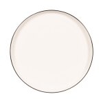 Assiette à dessert en porcelaine blanche et liseré noir Assiette à dessert en porcelaine blanche et liseré noir