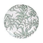 Assiette  dessert en porcelaine blanche motif vgtal vert