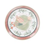 Assiette à dessert en porcelaine motif oiseau multicolore Assiette à dessert en porcelaine motif oiseau multicolore