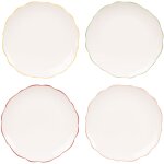 Assiettes  dessert (x4) en cramique blanche liser multicolore
