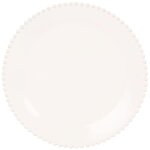 Assiette plate bord perles en faence blanche