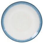 Assiette plate en cramique blanche et bleue