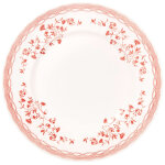 Assiette plate en cramique blanche motifs floraux rouges