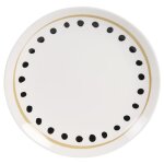 Assiette plate en cramique blanche motif marron et noir
