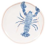 Assiette plate en cramique modele blanche motif homard bleu