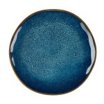 Assiette plate en grs bleu