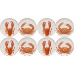 Assiette plate homard et crabe en gr�s d27 - lot de 8