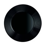 Assiette plate noire en verre tremp extra rsistant d25cm