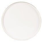 Assiette plate en porcelaine blanche et dore
