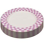 Assiette plate en porcelaine blanche et violette d21 - lot de 6