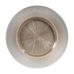Assiette de prsentation en verre beige ros