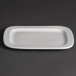 Assiette rectangulaire arrondie blanche lot de 12